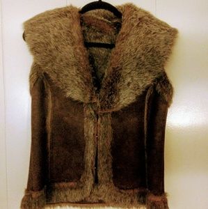 Faux Suede Faux Fur Vest